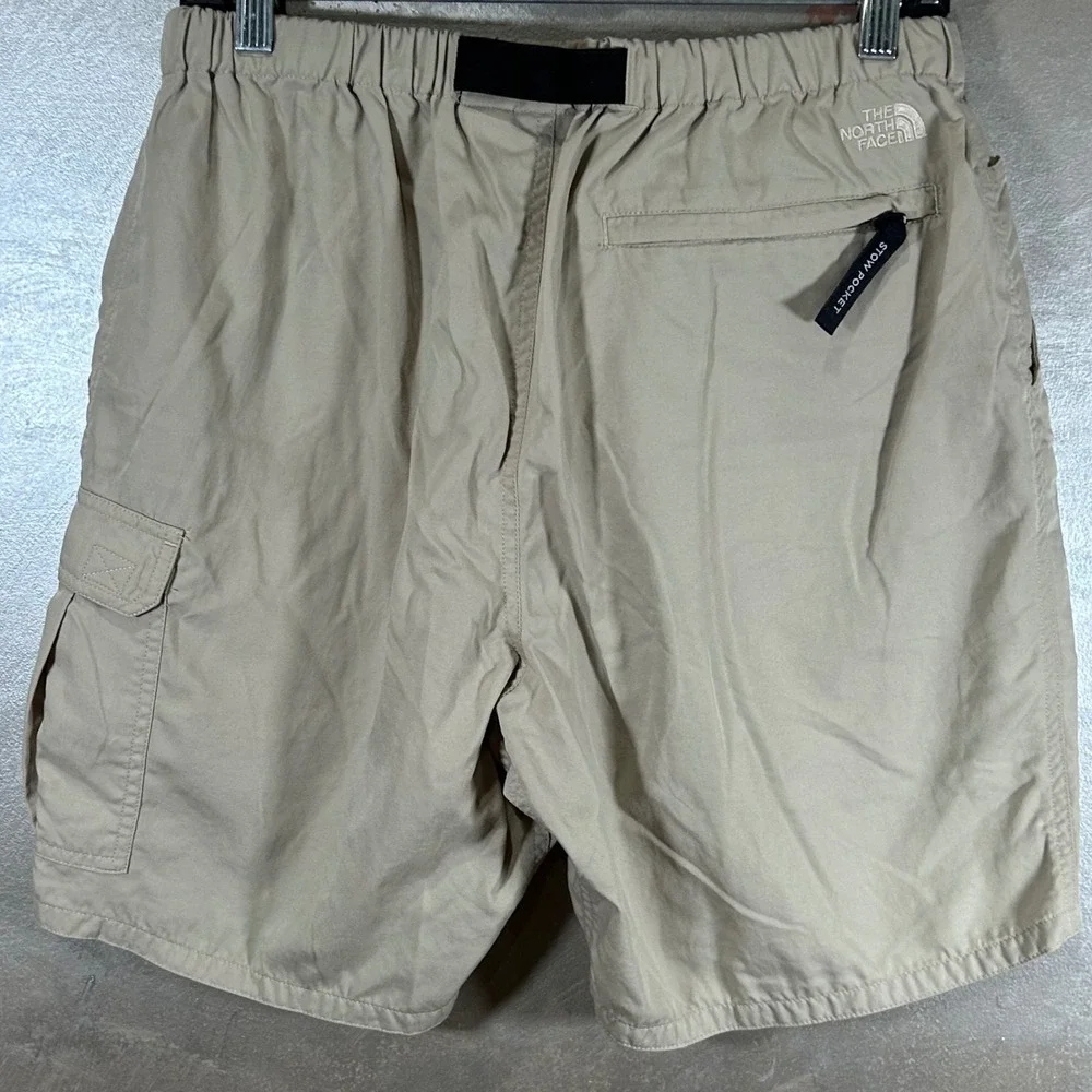 The North Face Mens Khaki Nylon Cargo Hiking Shorts Tan Size M Built In Belt